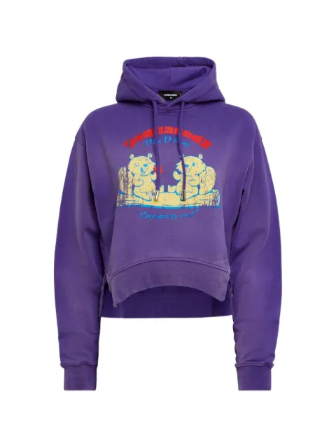 DSQUARED2 asymmetric graphic-print hoodie Purple S75GU0509S25539