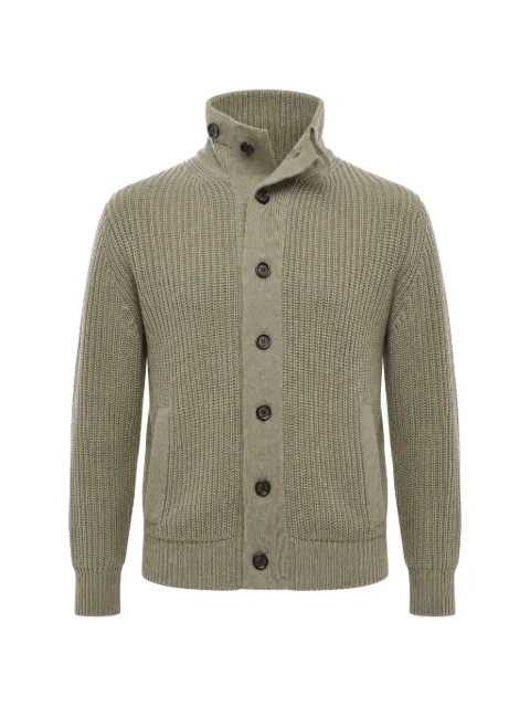 Paolo Pecora ribbed-knit high-neck cardigan Green 24IC1M0AO03F0061193