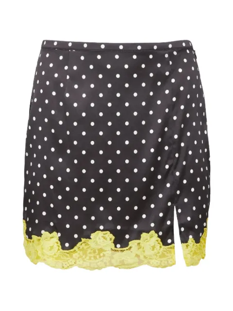 Fleur Du Mal Juliet polka-dot lace-trim mini skirt Black SK0225