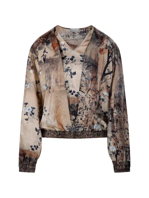 Pierre-Louis Mascia Aloe floral-print long-sleeve blouse Neutrals ALOESCML12942SE