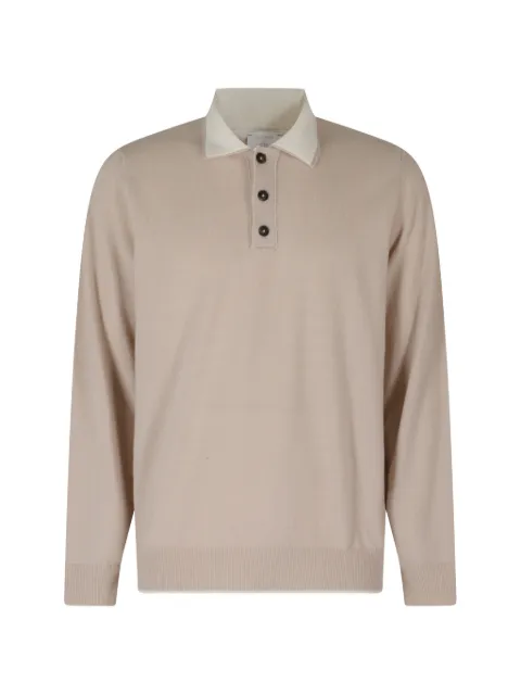 Eleventy long-sleeve polo shirt Neutrals N76POLN15MAG0N103