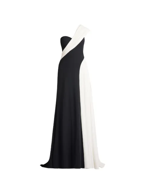 Tadashi Shoji Belman one-shoulder draped gown dress Black BOS26282LBKIV