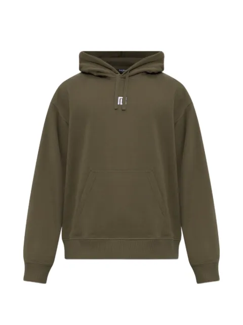 Balmain logo-detail drawstring hoodie Green HH1JR007BC87