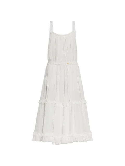 Balmain ruffled tiered midi dress White HF1RN400XL92