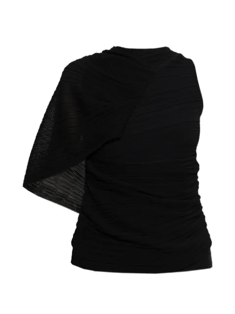 Balmain pleated one-shoulder blouse Black HF1AK050KK08