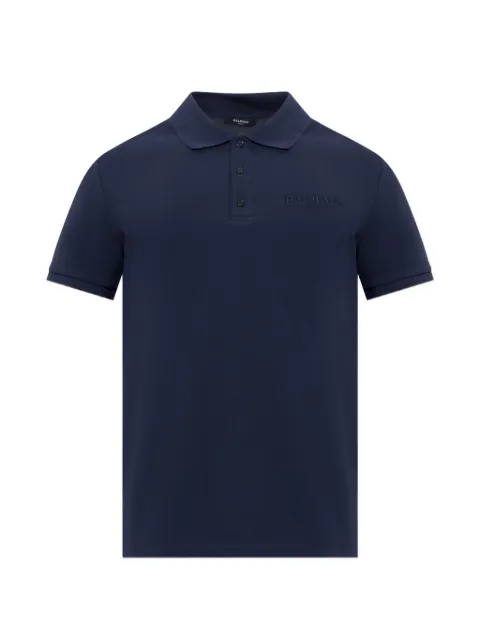 Balmain logo-embroidered polo shirt Blue HH1GB085BD59