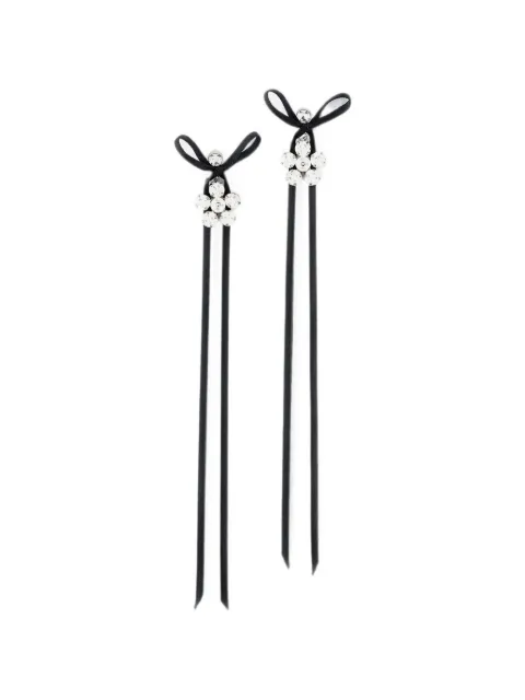 Simone Rocha crystal-embellished satin-bow drop earrings Silver ERG611B