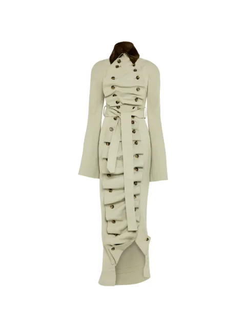 A.W.A.K.E. Mode ruffled trench coat Green PF26TC01LA09LIGHTKHAKI