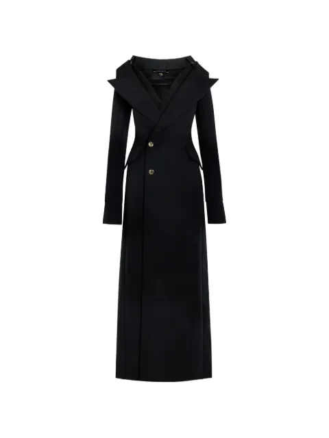 A.W.A.K.E. Mode double-breasted off-shoulder coat Black PF26D06UT01BLACK