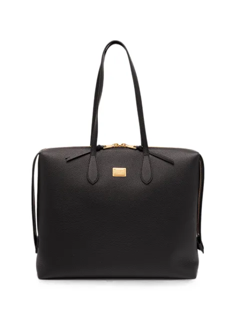 Dolce & Gabbana logo-plaque leather tote bag Black BB7967A0841