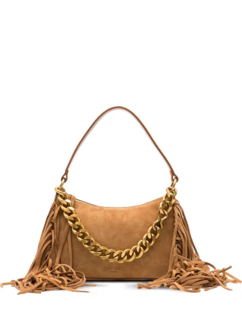 TWINSET medium Liliane suede shoulder bag with fringes Brown 262TB7205