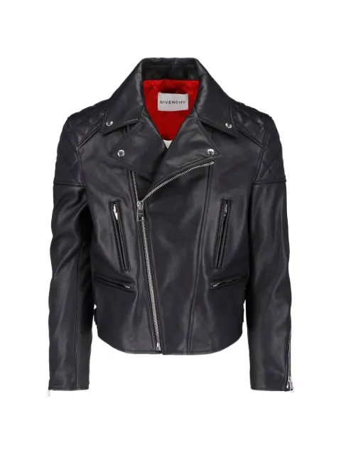 Givenchy quilted-shoulder leather jacket Black BM01GG61XD