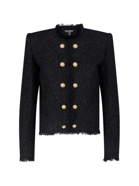 Balmain lion-button tweed jacket Black HF1SM620WD65