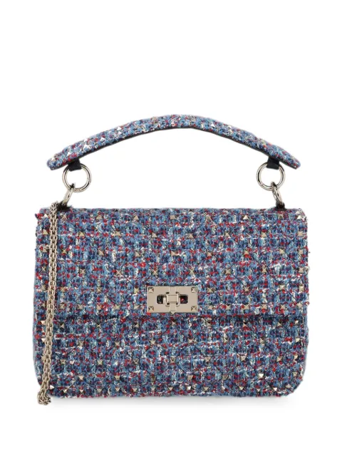 Valentino Garavani Rockstud Spike tweed tote bag Blue 9W2B0122STT