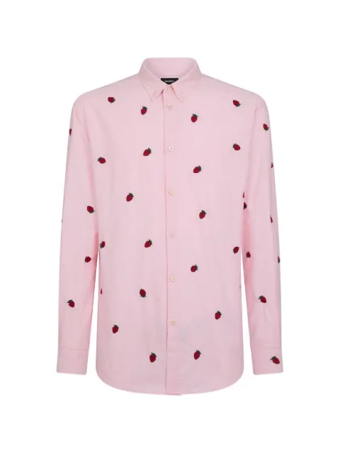 DSQUARED2 strawberry-embroidered shirt Pink S71DM0694S52493