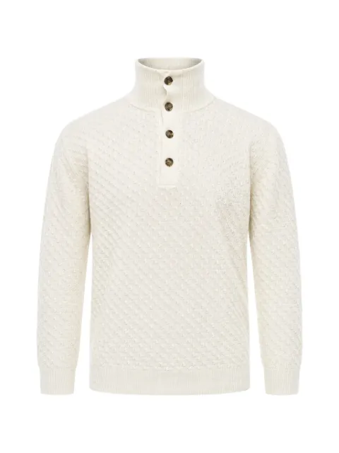 Paolo Pecora button-up textured-knit sweater Neutrals 24IC1M0A063F0021102