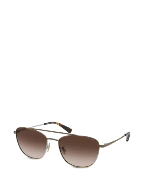 Coach double-bridge pilot-frame sunglasses Brown HC7107