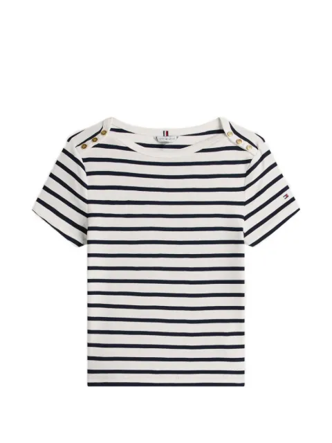 Tommy Hilfiger striped button-detail T-shirt White FWW0WW49250