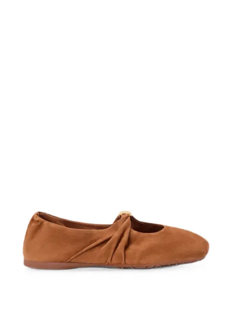 LOEWE pebble soft ballerina in suede goatskin Brown LLPF466X04