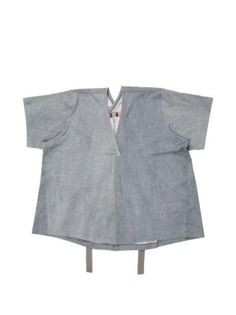 Ziggy Chen V-neck strap T-shirt Grey 0W2610203