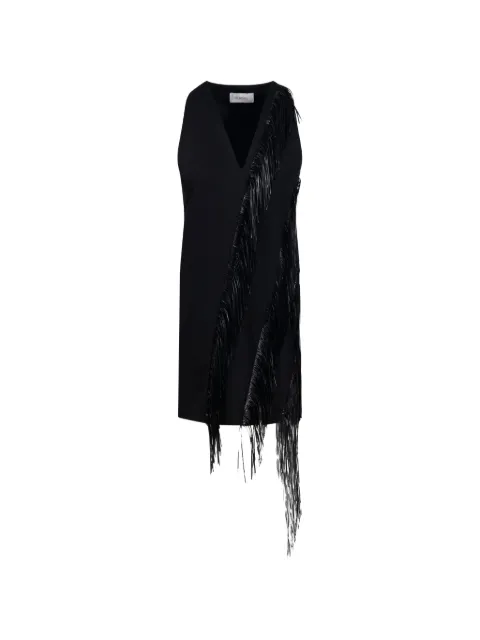 Sportmax fringe-trimmed V-neck dress Black 2622226011600