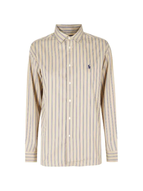 Polo Ralph Lauren striped embroidered-logo shirt Neutrals 211910743099