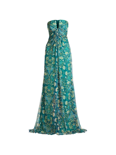 Tadashi Shoji floral-print strapless maxi dress Green CKJ26352LTLMU