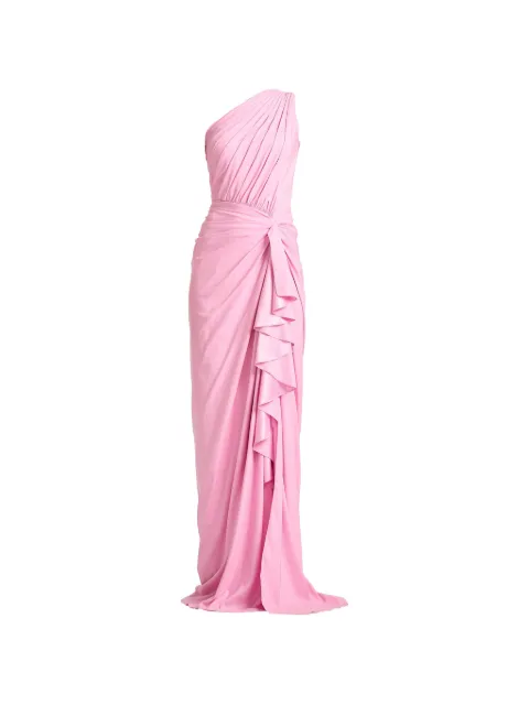 Tadashi Shoji Lena one-shoulder ruffled gown dress Pink 3I489LCDYPK