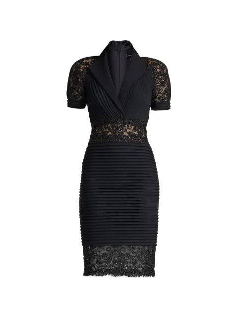 Tadashi Shoji lace-panelled pintuck midi dress Black CJI26167MBKND