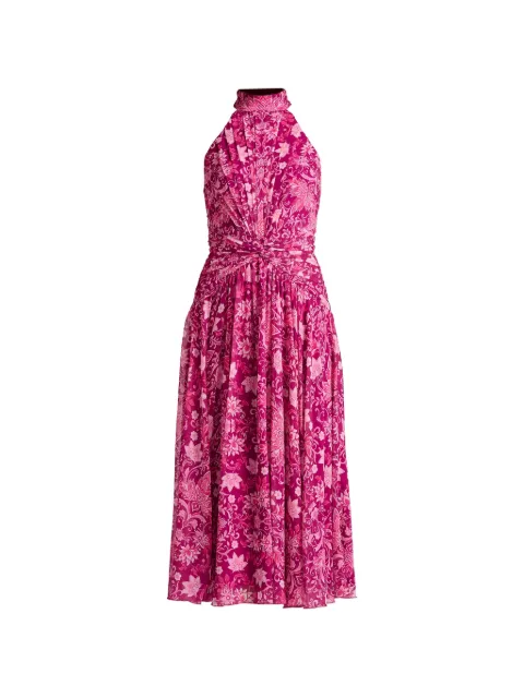 Tadashi Shoji Kyrene floral-print twisted-waist midi dress Pink CKK26345MDMAMU