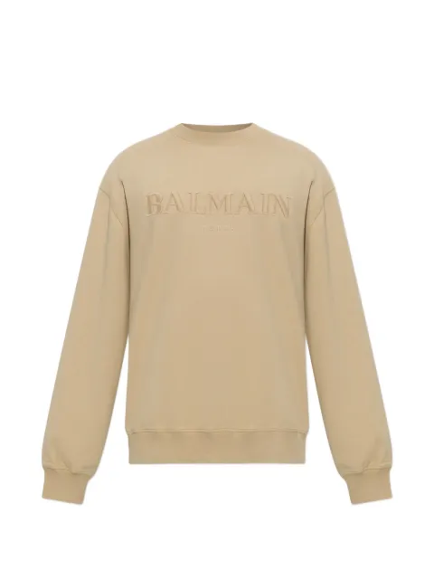 Balmain logo-embroidered sweatshirt Neutrals HH1JQ130BD79