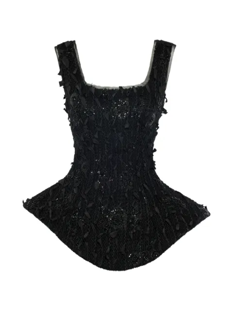 A.W.A.K.E. Mode sequin-embellished peplum top Black PF26T11GT19BLACK