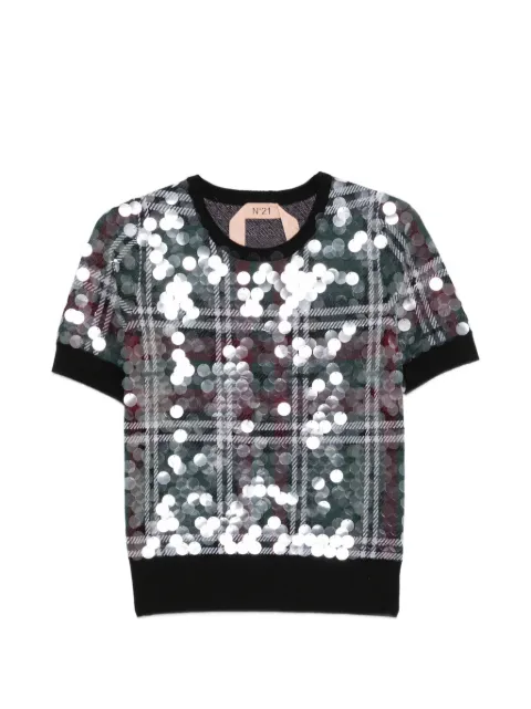 Nº21 sequin-embellishment T-shirt Green 26IN2M0A04090060001