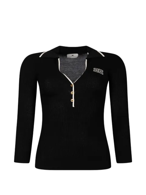 Elisabetta Franchi ribbed-knit logo-embroidered sweater Black MK17B66E2