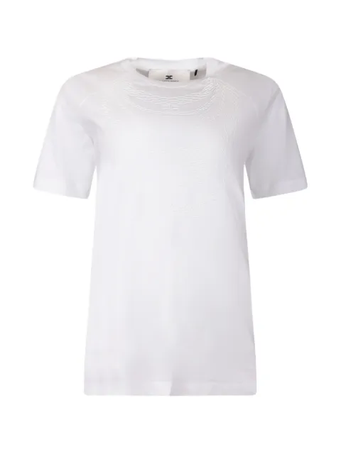 Elisabetta Franchi logo-embroidered chain-detail T-shirt White MA66A66E2