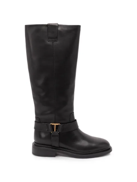 TWINSET logo-plaque buckled boots Black 262TCP024