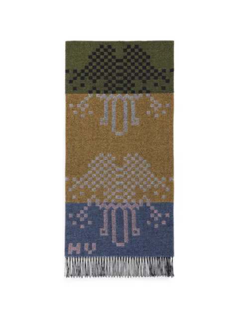 Henrik Vibskov Cross Stitch fringed scarf Brown AW26STUDA903