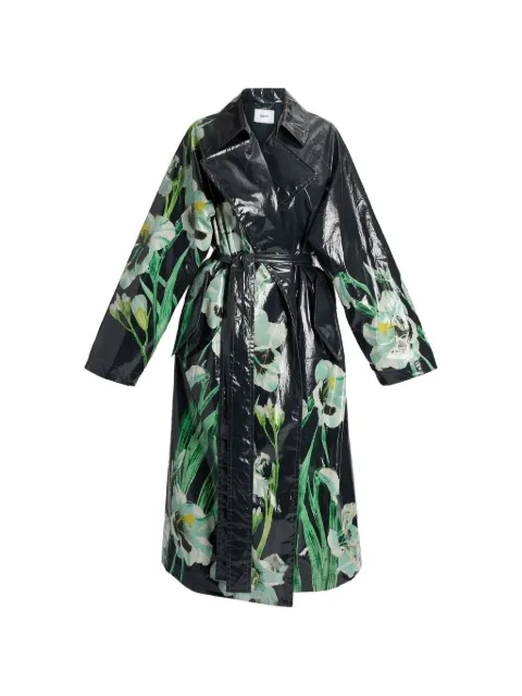ERDEM floral-print coated trench coat Blue PF26C2690014001