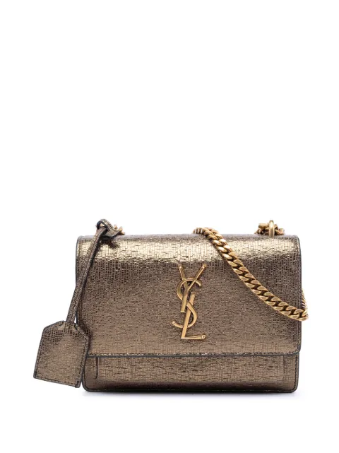 Saint Laurent Pre-Owned 2019 Small Metallic Lizard Embossed Leather Monogram Sunset crossbody bag Gold U54WW0SUJMJ5SS2W
