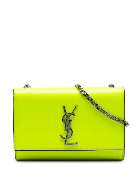 Saint Laurent Pre-Owned 2019 Small Patent Grain de Poudre Monogram Kate crossbody bag Yellow QDASOH1AL9KMKIVW