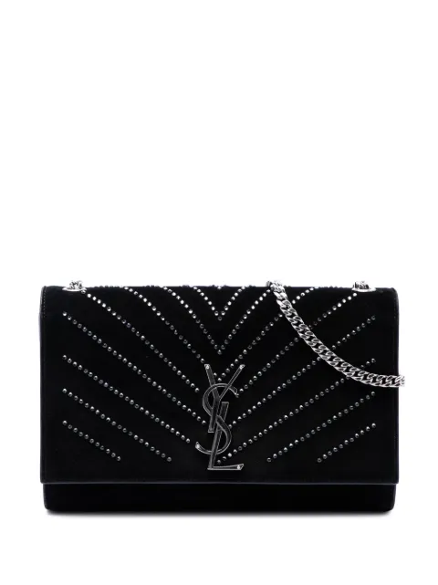 Saint Laurent Pre-Owned 2016 Suede Crystal Monogram Kate crossbody bag Black MDT3QUR60KJ02TPF