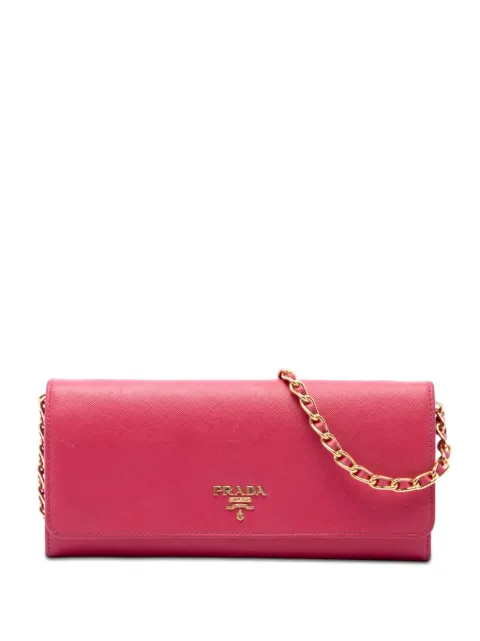 Prada Pre-Owned 2013-2026 Saffiano Wallet On Chain crossbody bag Pink 8QR0HLS89P7V9K6T