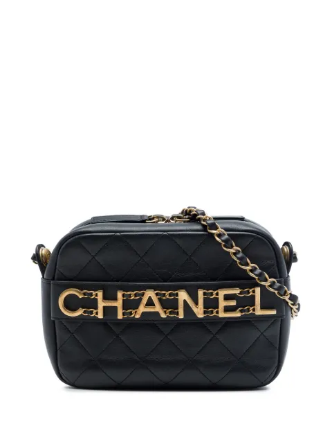 CHANEL Pre-Owned 2019 Quilted Calfskin Logo Enchained Camera Bag crossbody bag Black 4PL1RPOL9SJ1UFX0