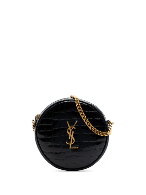 Saint Laurent Pre-Owned 2020 Croc Embossed Patent Round Vinyle Camera Bag crossbody bag Black 2KH2Z84W58KCXONP