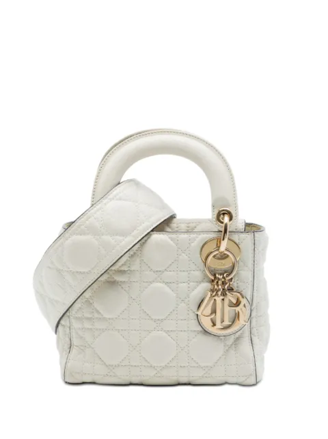Christian Dior Pre-Owned 2017 Mini Lambskin Cannage Lady Dior satchel White 1P2HQ8A6TO3017M9