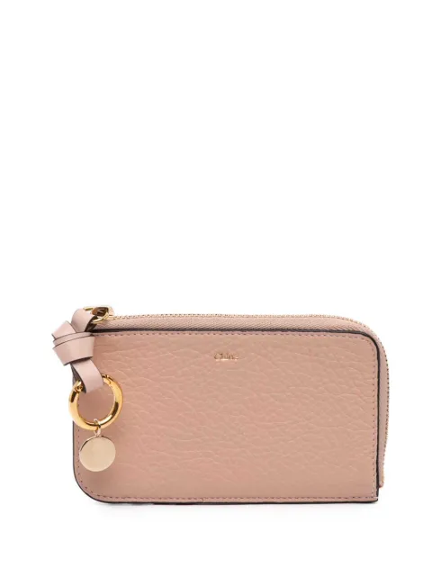 Chloé Pre-Owned 2017 Grained Leather Alphabet Zip card holder Pink 1MSHLVPFVXCYN1OA