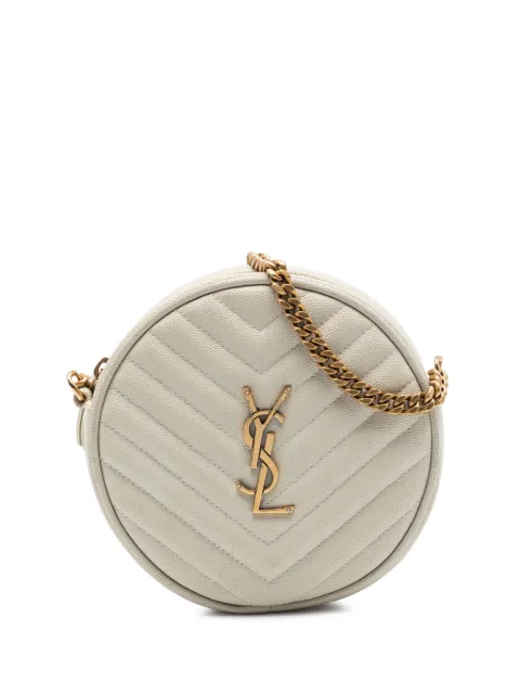 Saint Laurent Pre-Owned 2021 Grain De Poudre Chevron Round Vinyle Camera Bag crossbody bag White 1K06RMIQF9Q7BW9R