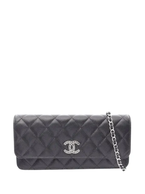 CHANEL Pre-Owned 2021-2026 CC Quilted Caviar Clutch With Chain crossbody bag Black I7NAOM5K4V5SX9P8