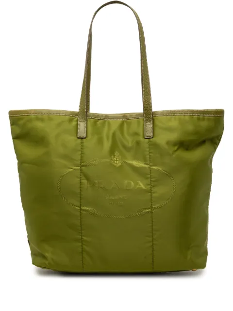Prada Pre-Owned 2010-2026 Tessuto Canapa Logo tote bag Green GOE3R0H7SWUPFC2D