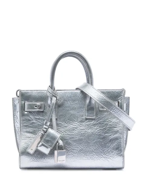 Saint Laurent Pre-Owned 2017 Nano Metallic Crinkled Calfskin Supple Sac De Jour satchel Silver VDJFFP8UOZPDOXEE